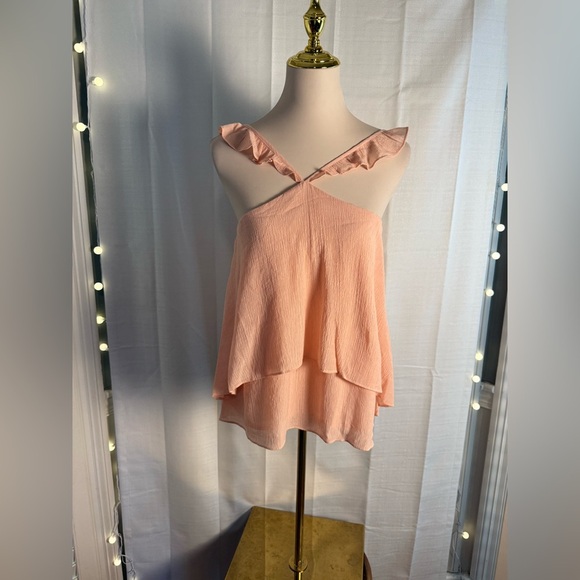 J.O.A. Orange and Pink Asymmetrical Ruffled Camisole - Picture 1 of 8